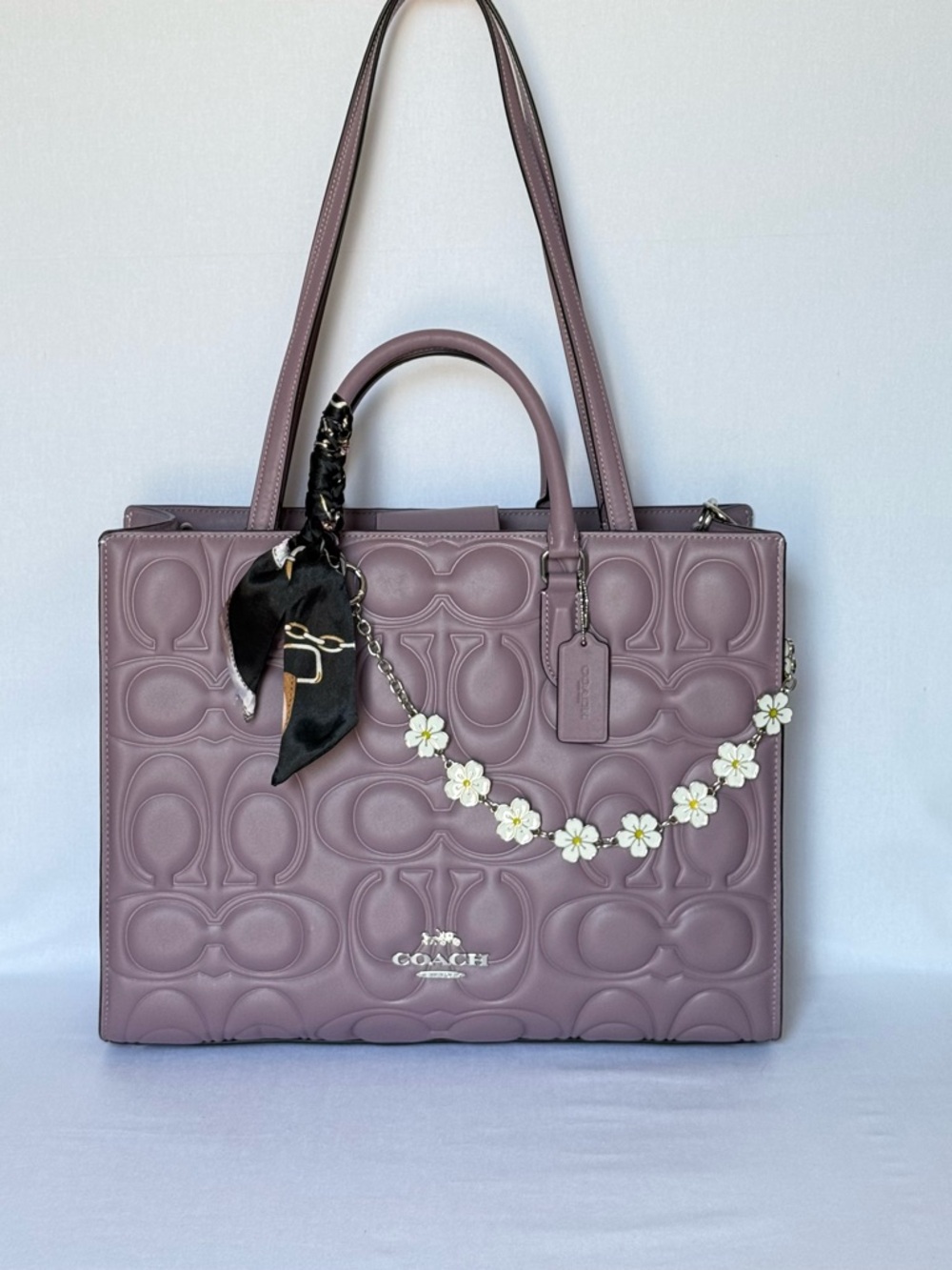 Coach Maggie Tote Large CY672 Purple Leather Silver Hardware NWT Authentic